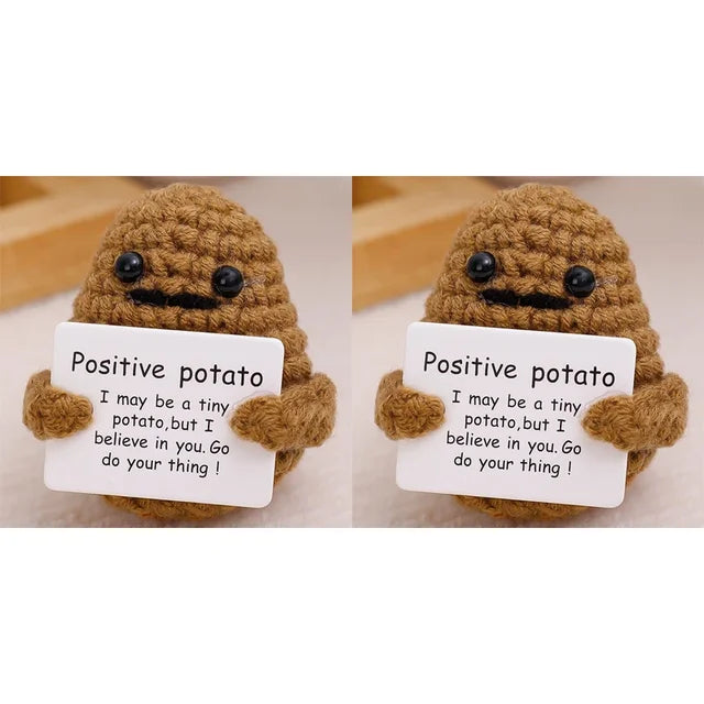 Potato Hug Positive Energy Pocket Mini Handmade Plush Wool Knitting Doll