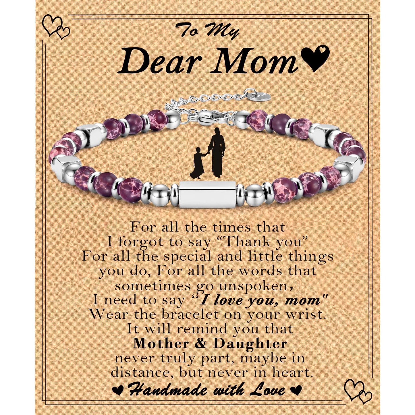 Mothers Day Jasper Beaded Bracelet