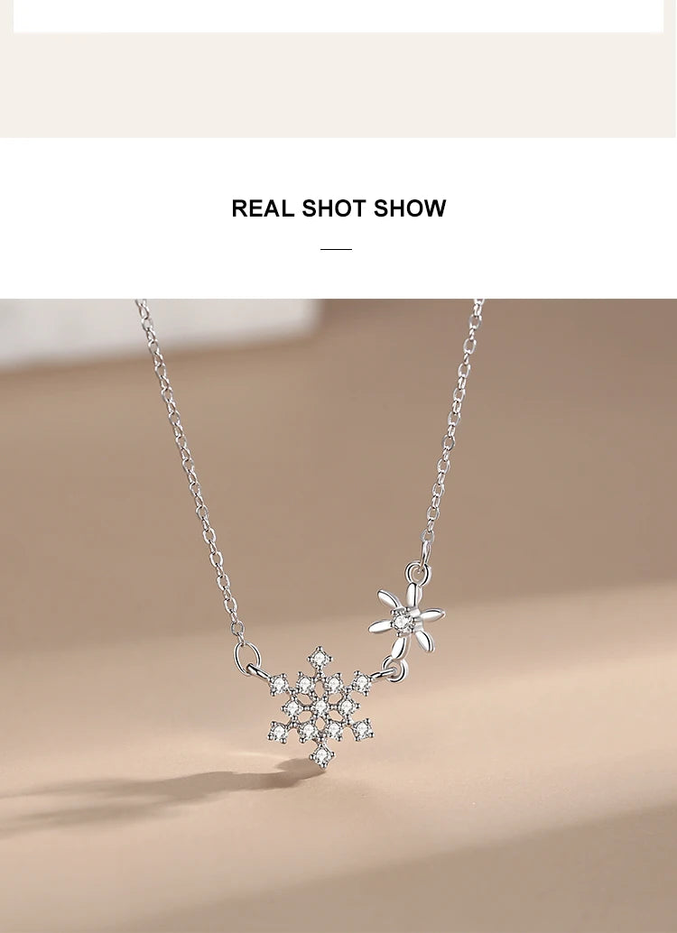 925 Sterling Silver Snowflake Shaped Pendant Necklace