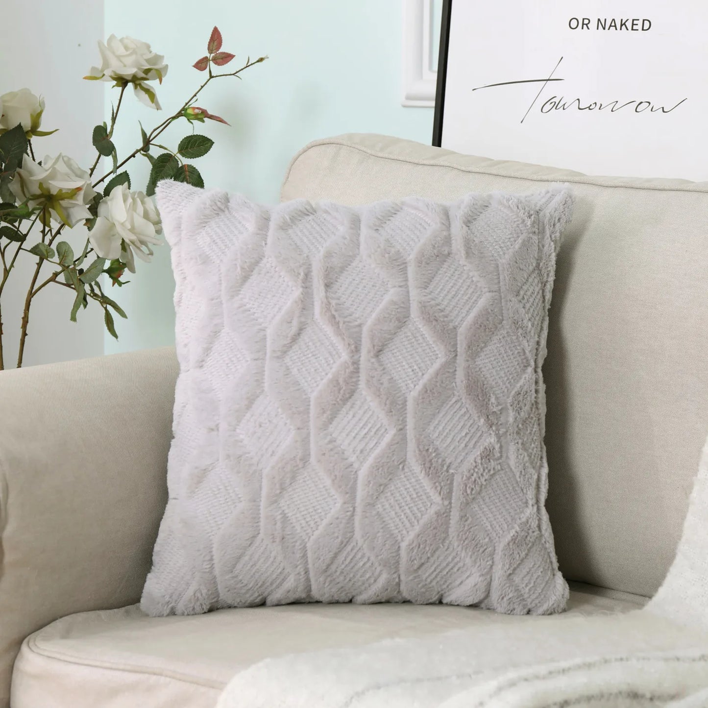 Faux Wool Patterned Pillow Cover