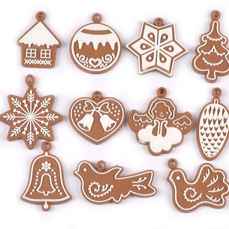 Gingerbread Man Christmas Tree Ornaments- 11Pcs Soft Rubber