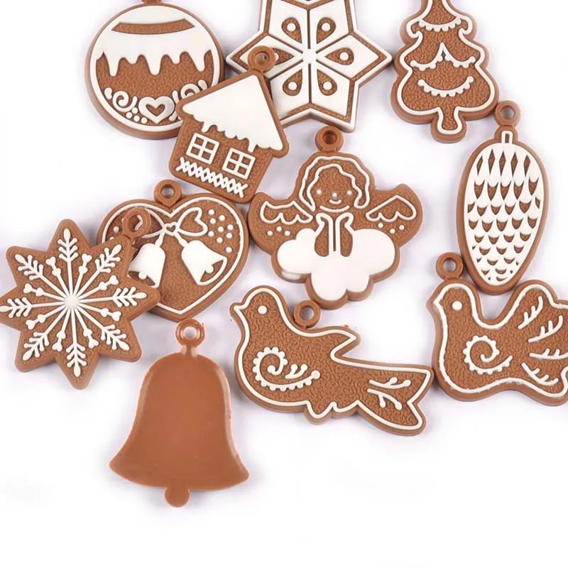 Gingerbread Man Christmas Tree Ornaments- 11Pcs Soft Rubber