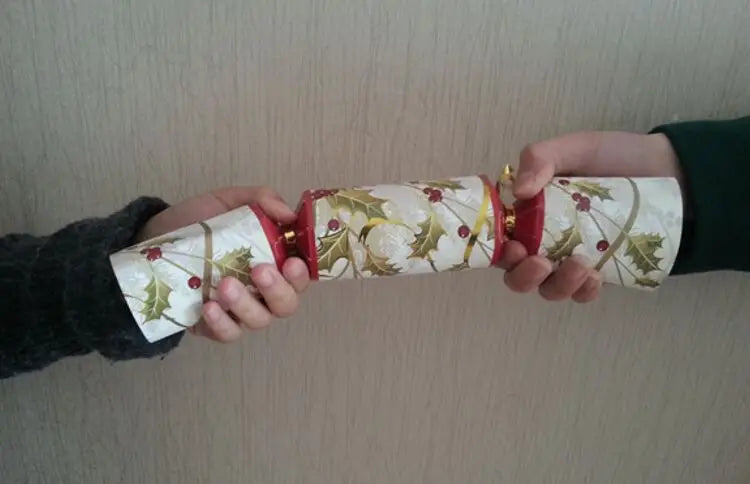 Festive Holiday Party Cracker Set with prizes and poppers