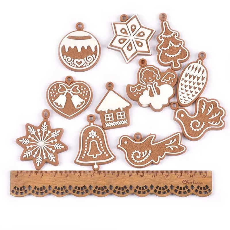 Gingerbread Man Christmas Tree Ornaments- 11Pcs Soft Rubber
