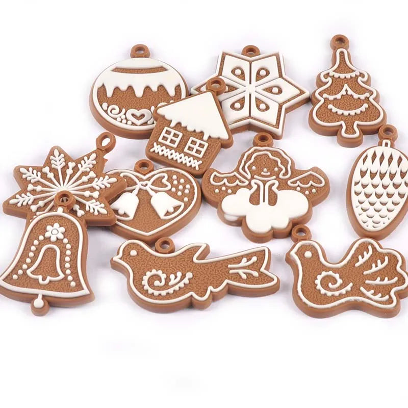 Gingerbread Man Christmas Tree Ornaments- 11Pcs Soft Rubber