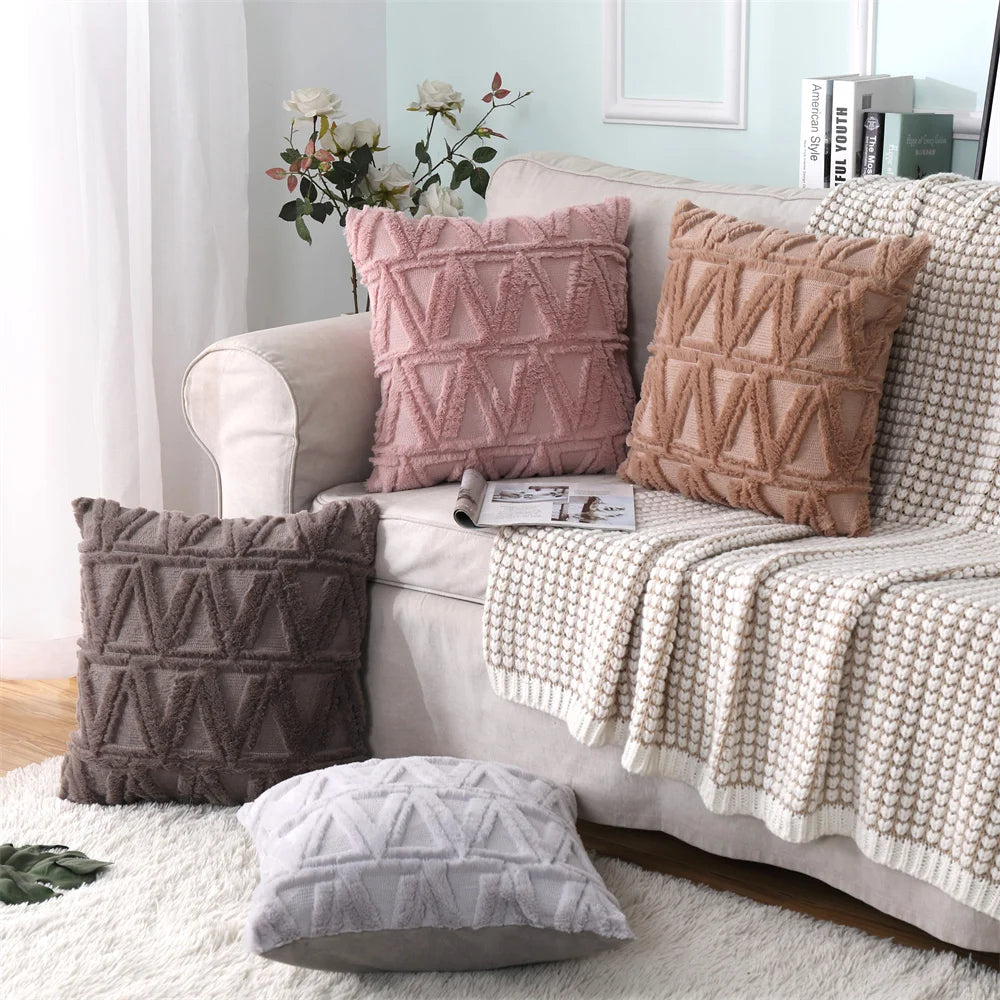 Faux Wool Patterned Pillow Cover