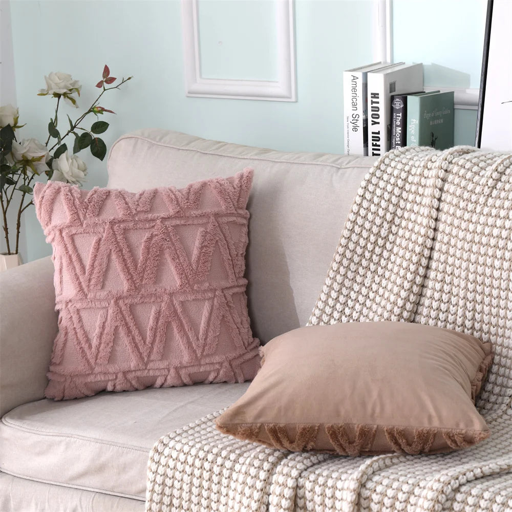 Faux Wool Patterned Pillow Cover