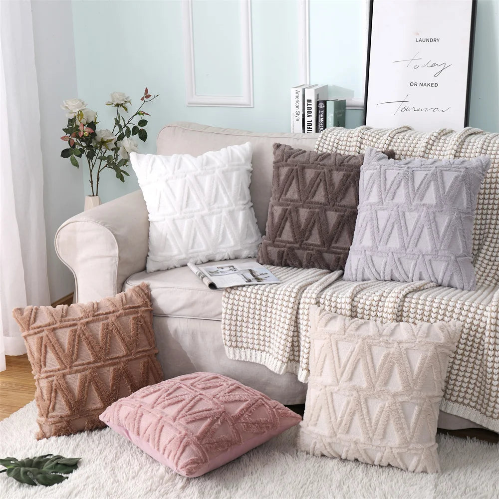 Faux Wool Patterned Pillow Cover
