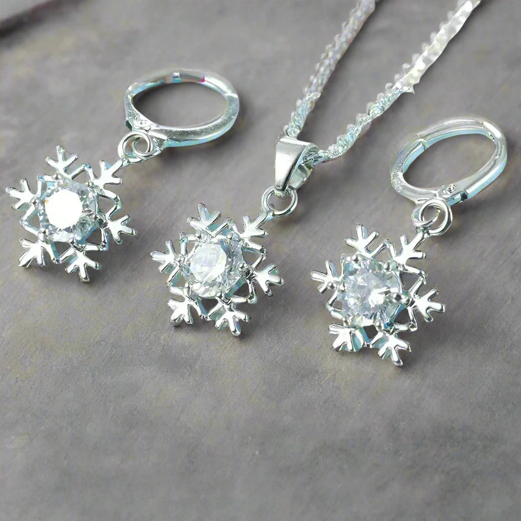 ❄️FREE- Just pay shipping❄️ Snowflake Sterling Silver Necklace & Earrings Jewelry Set