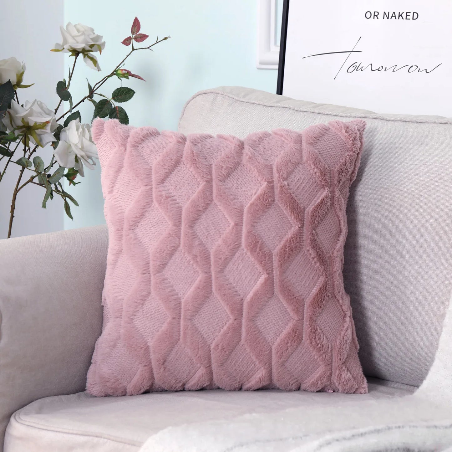 Faux Wool Patterned Pillow Cover