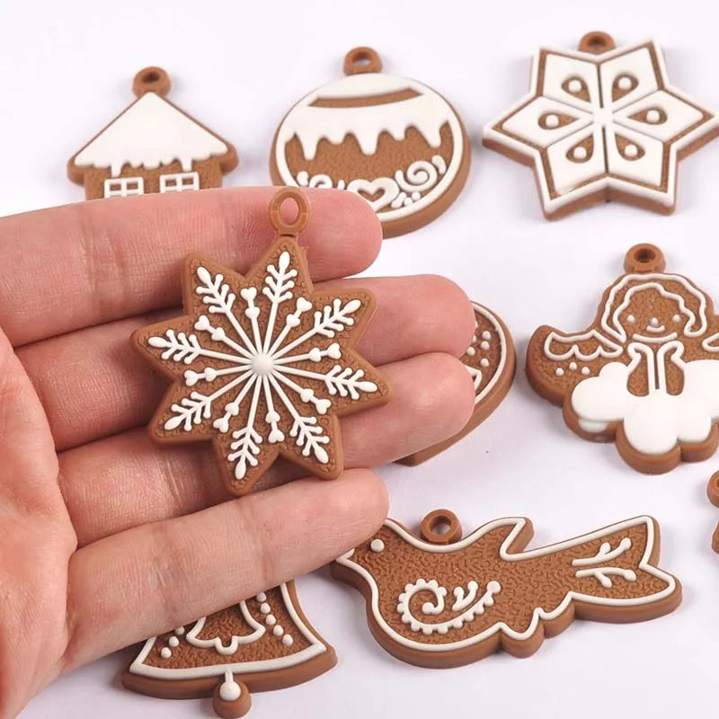 Gingerbread Man Christmas Tree Ornaments- 11Pcs Soft Rubber