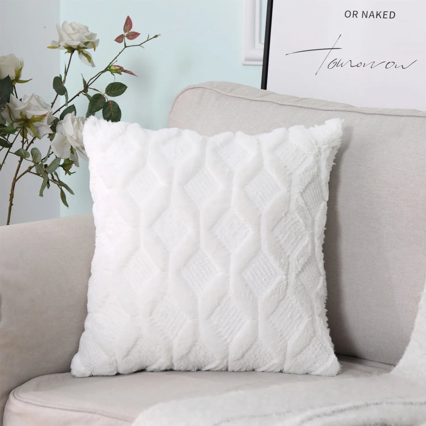 Faux Wool Patterned Pillow Cover