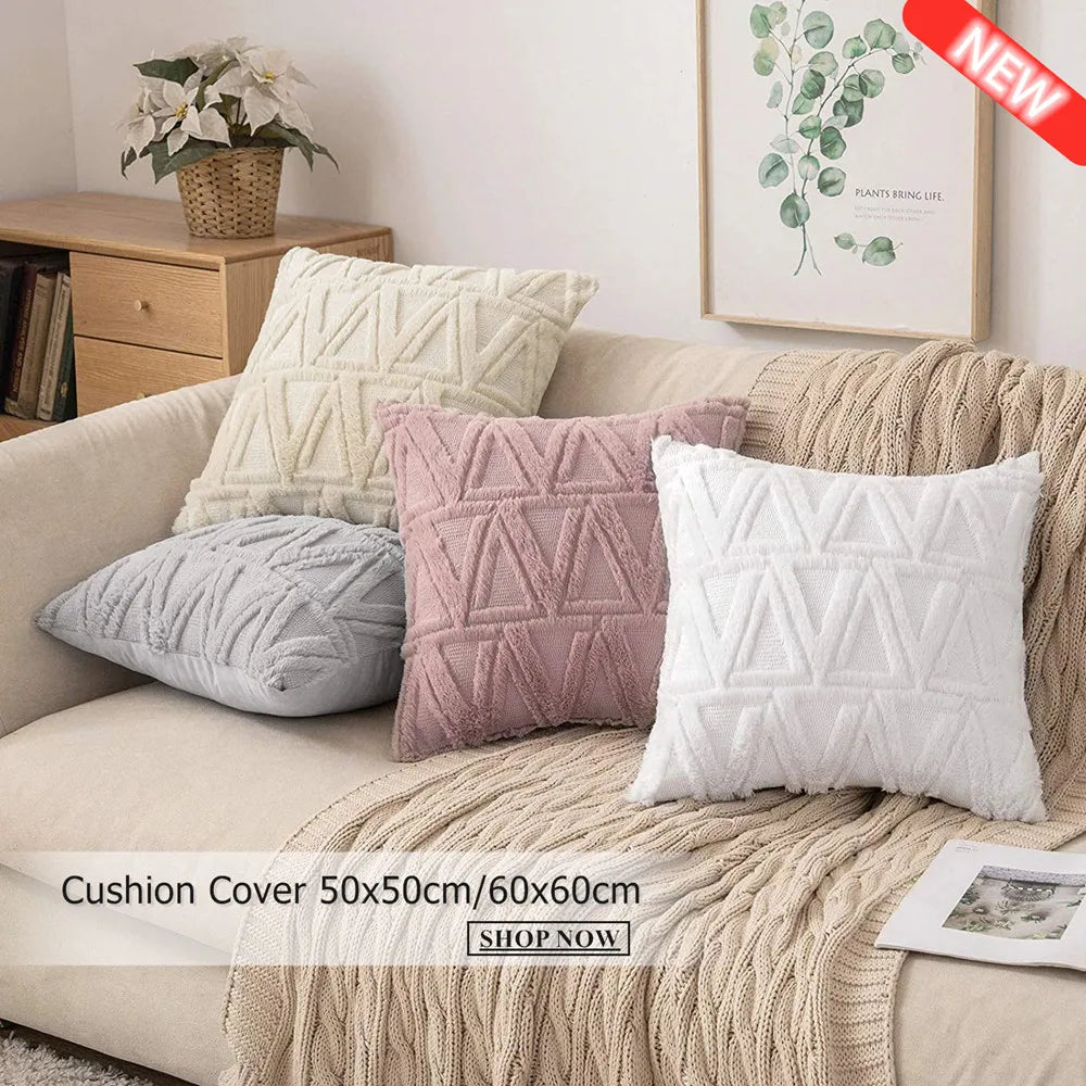 Faux Wool Patterned Pillow Cover