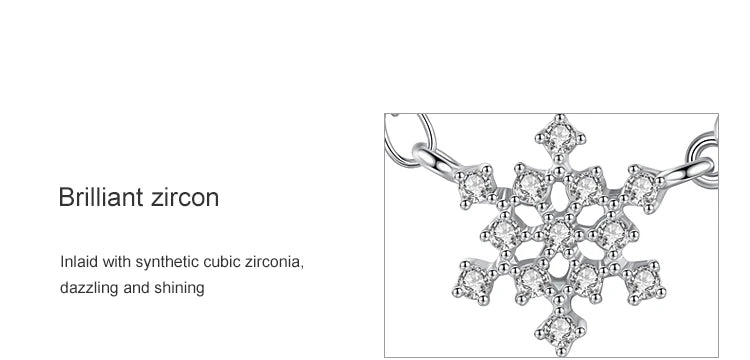 925 Sterling Silver Snowflake Shaped Pendant Necklace