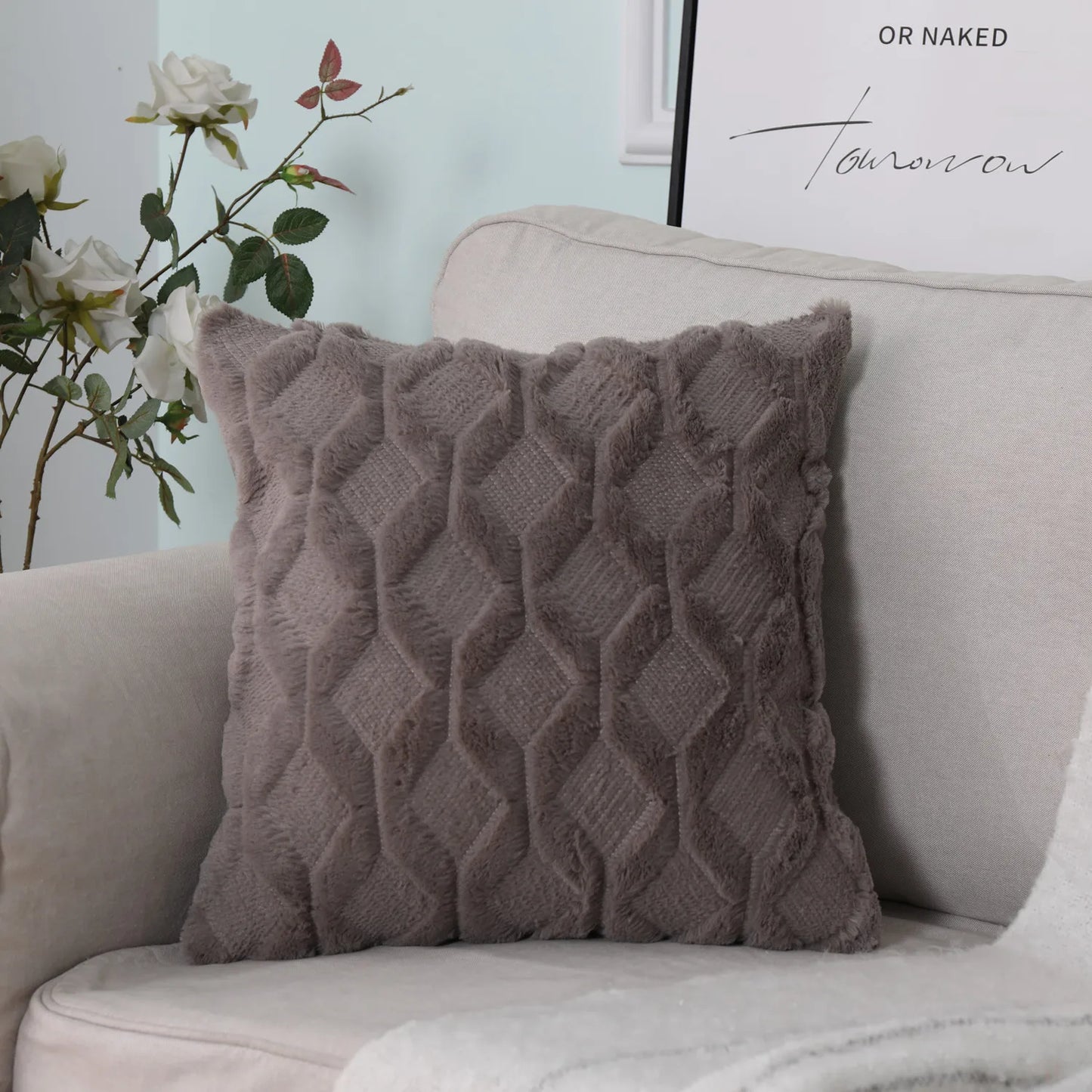 Faux Wool Patterned Pillow Cover