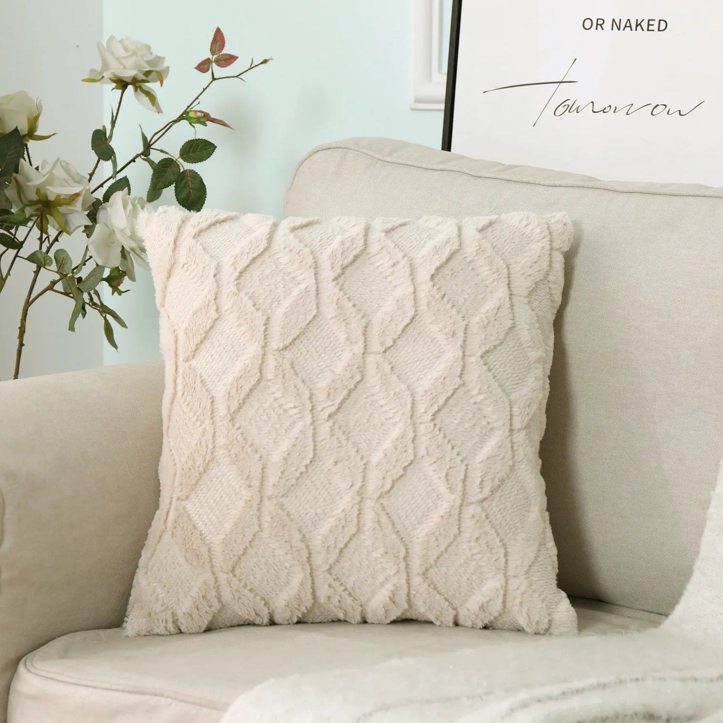 Faux Wool Patterned Pillow Cover