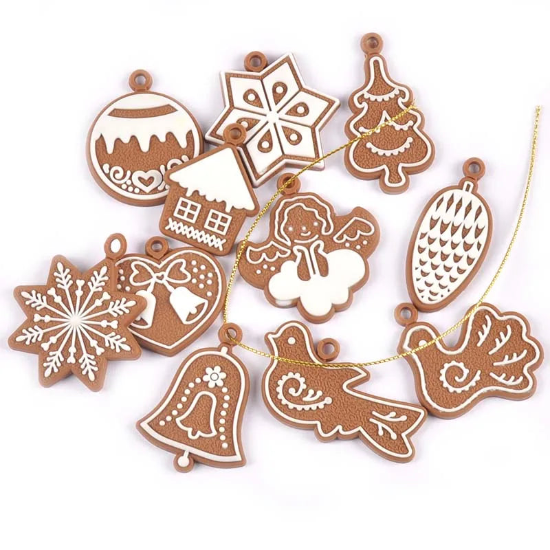 Gingerbread Man Christmas Tree Ornaments- 11Pcs Soft Rubber
