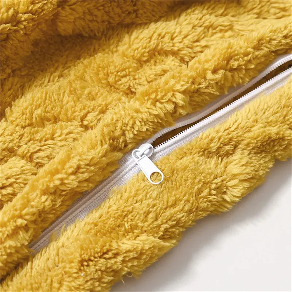 Soft Plush Faux Wool Pillow Cover