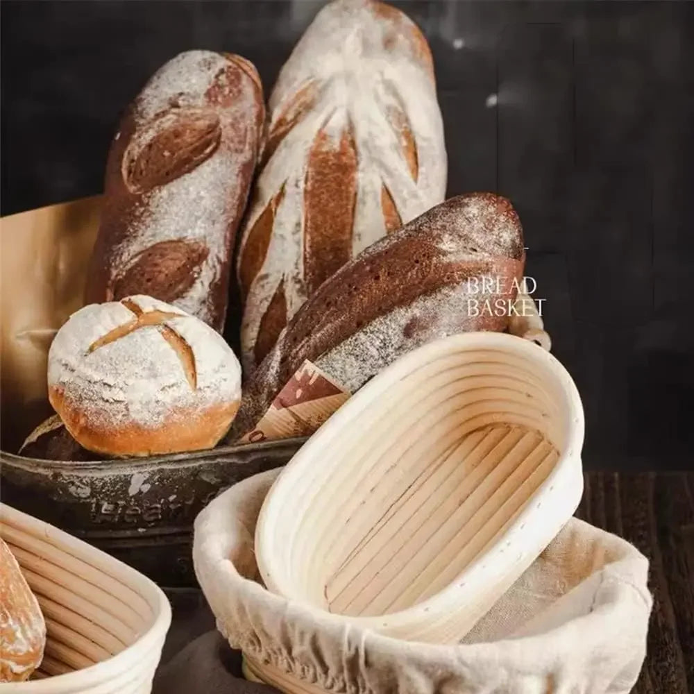 Natural Rattan Banneton Bread Proofing Basket with tool set