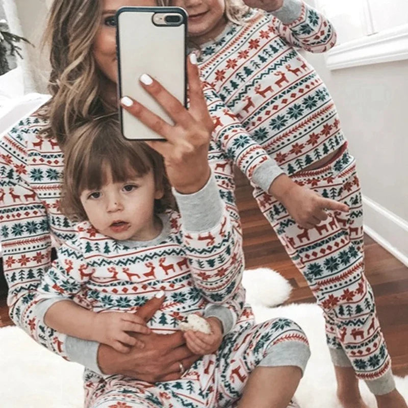 Festive Allover Print Family Christmas Pajama Set