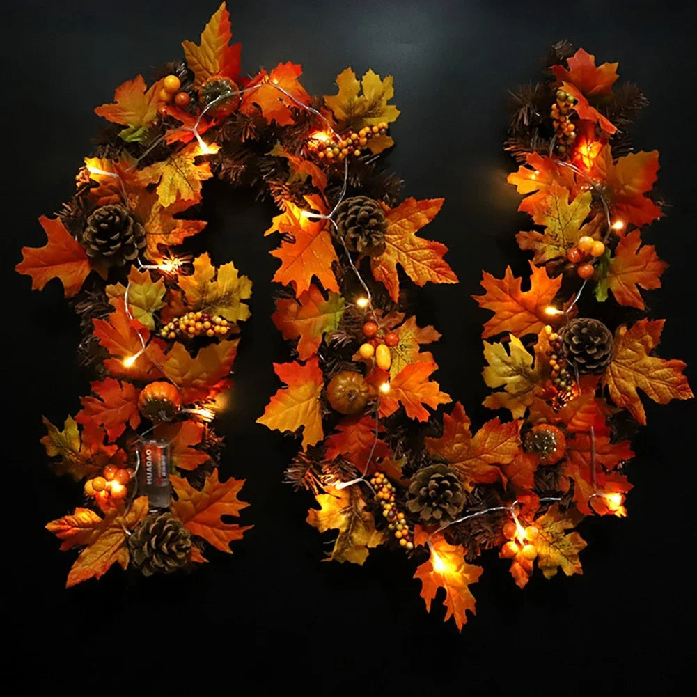 Thanksgiving Artificial Berry Maple Leaf Pine Cone Garland