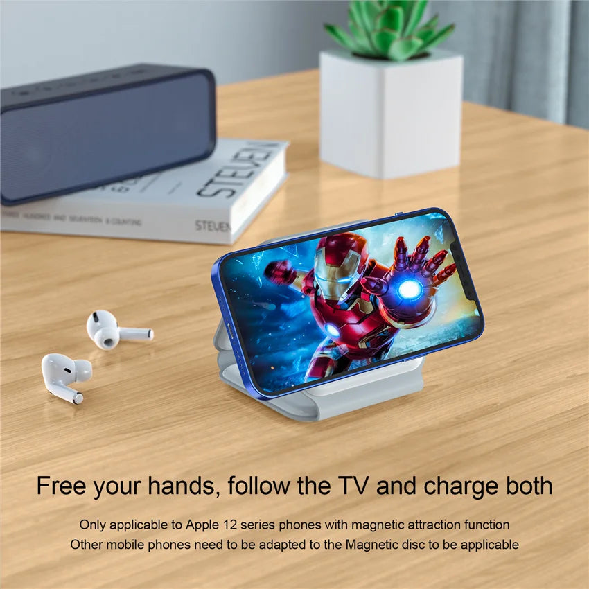 3 in 1 Wireless Fast & Foldable Charging Pad for Traveling- iPhone 15 14 13 12Pro Max, Airpods & iWatch