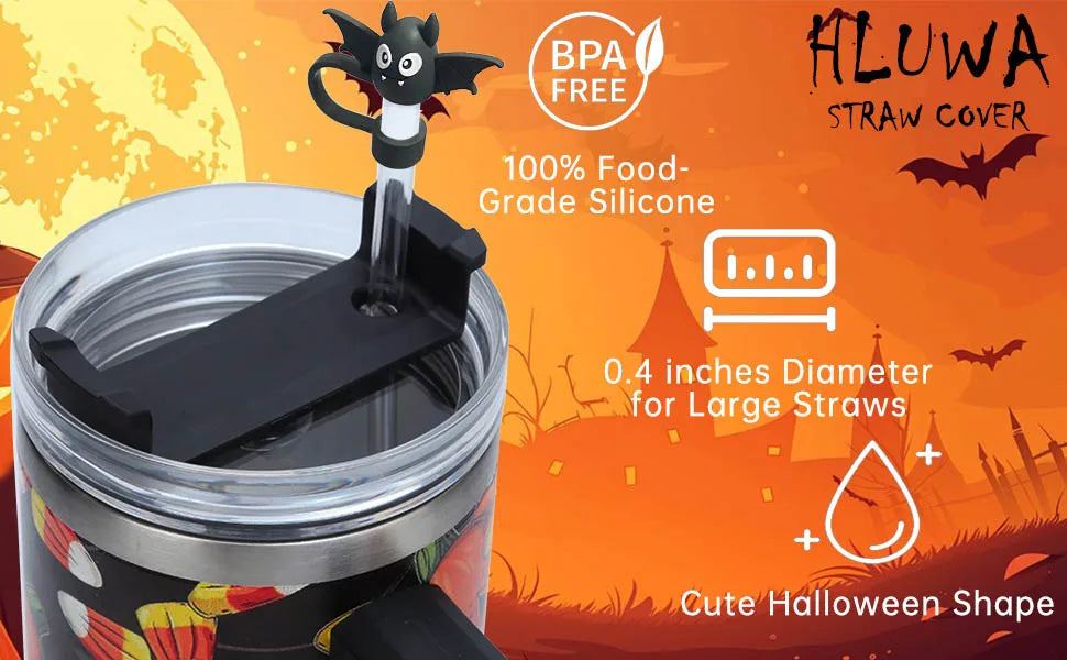 Halloween-themed Straw Cover Caps for Stanley Cups