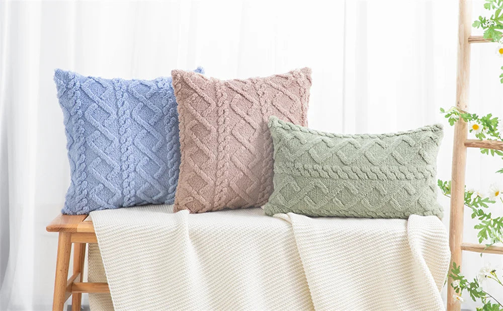 Soft Plush Faux Wool Pillow Cover