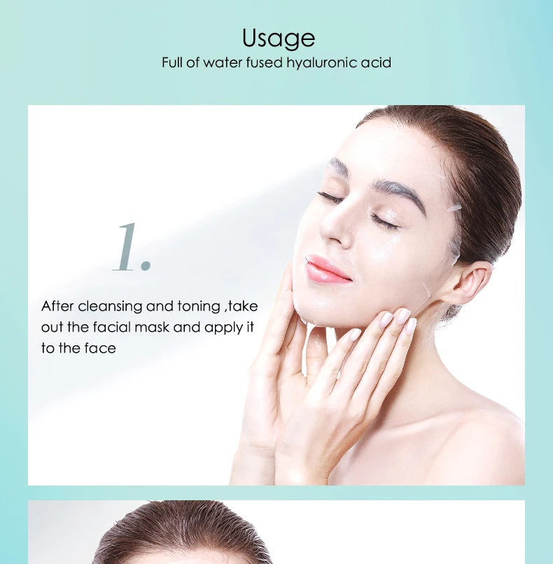 20pcs Hyaluronic Acid & Collagen Face Mask- Korean Skin Care