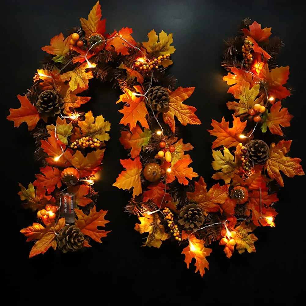 Thanksgiving Artificial Berry Maple Leaf Pine Cone Garland