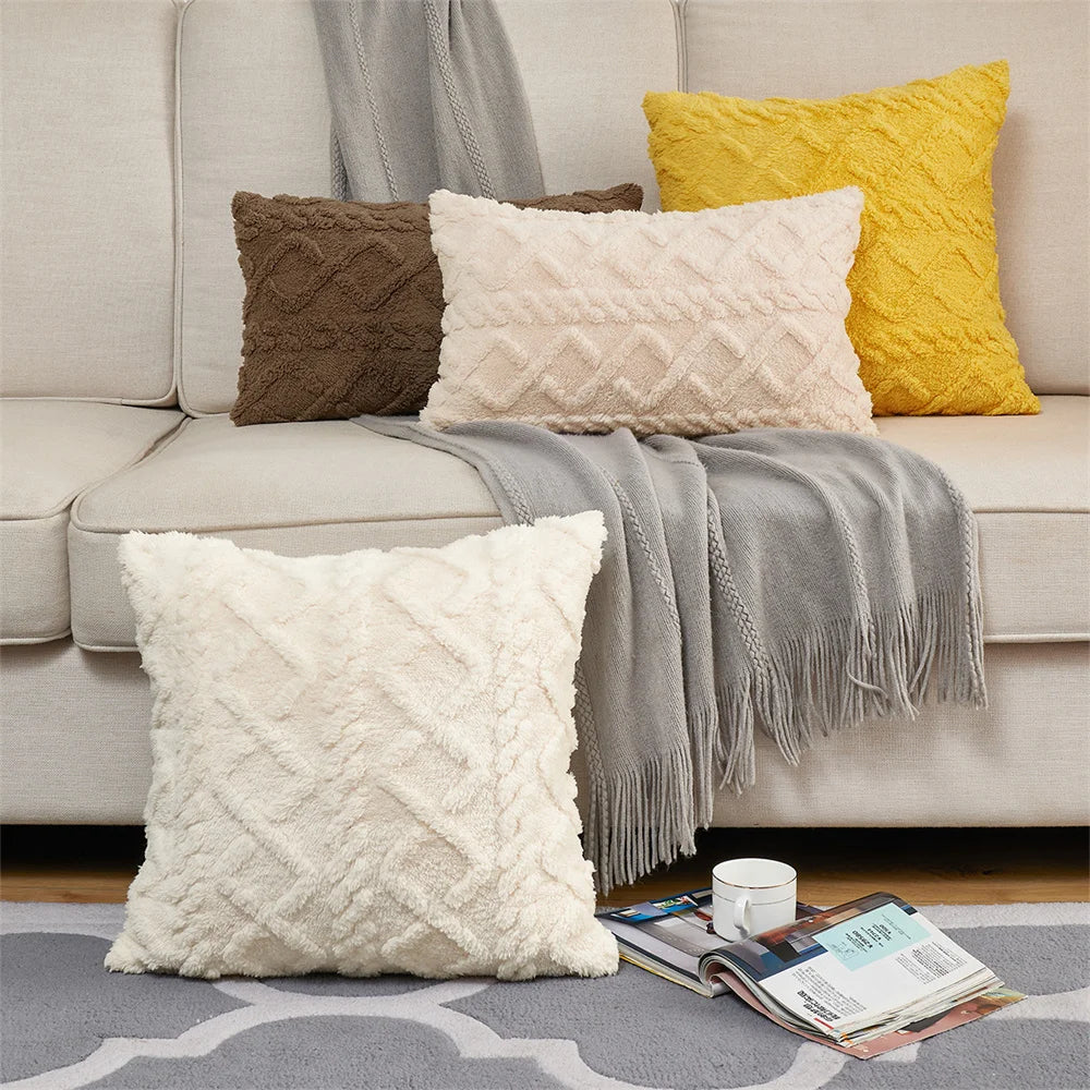 Soft Plush Faux Wool Pillow Cover