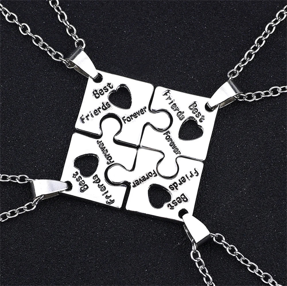 4 Pcs/set Best Friends Puzzle Piece Heart Necklaces