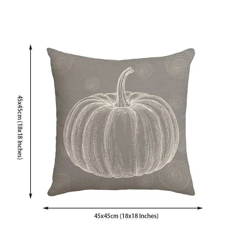 Grey Pumpkin Harvest Pillow Cover