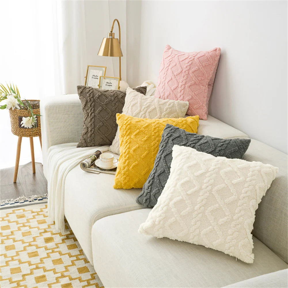 Soft Plush Faux Wool Pillow Cover