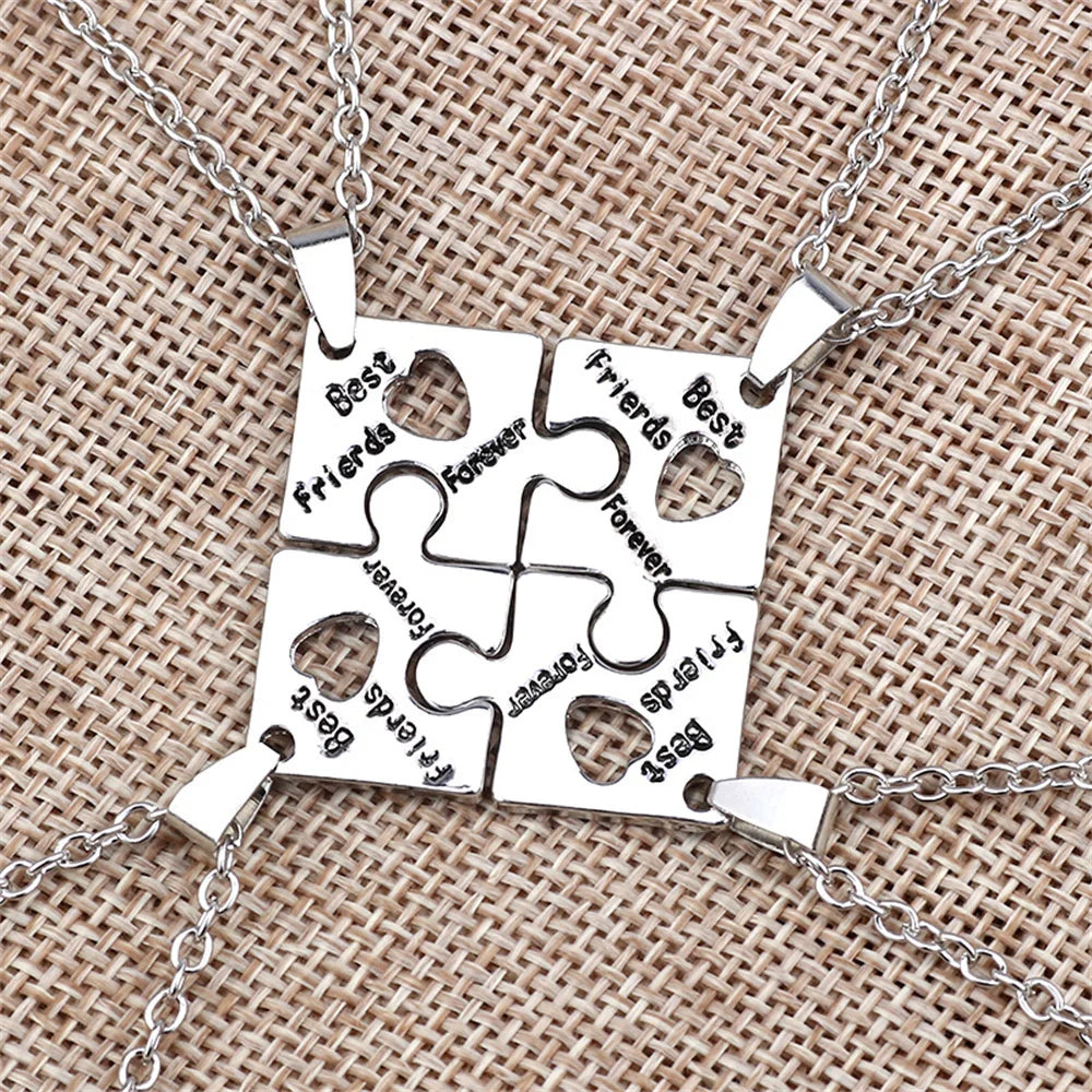 4 Pcs/set Best Friends Puzzle Piece Heart Necklaces
