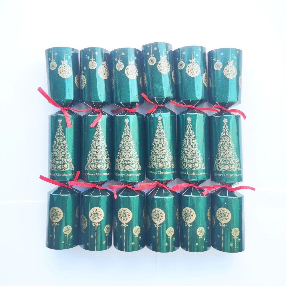 Festive Holiday Party Cracker Set with prizes and poppers