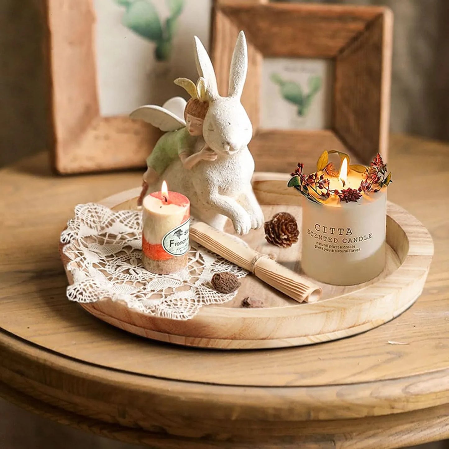 Rustic Round Vintage Serving Tray
