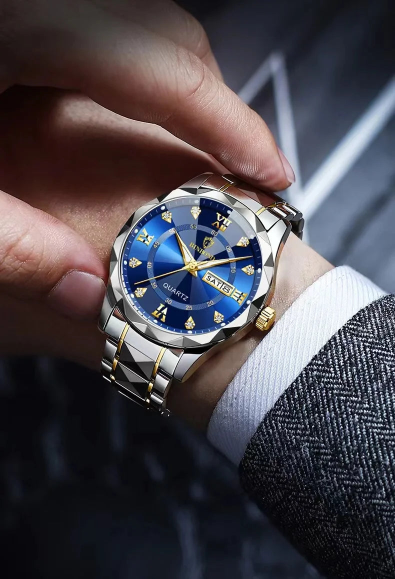 Luxury Quartz Waterproof Men's Watch with Week & Date Displays