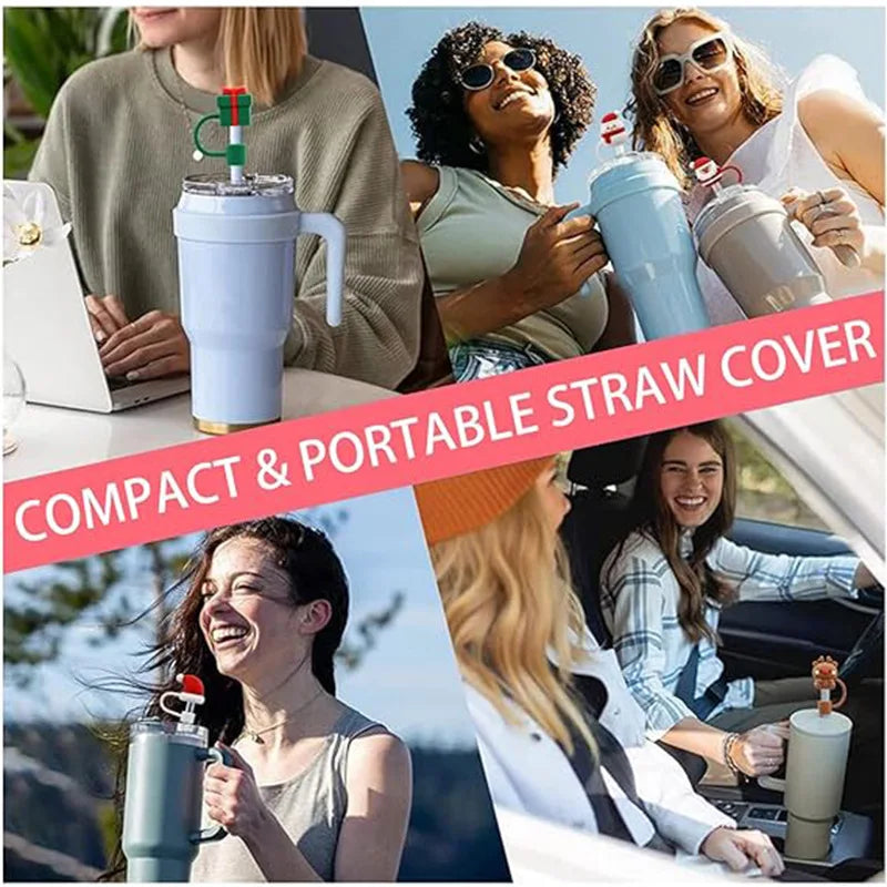 Christmas-themed Straw Cover Caps for Stanley Cups