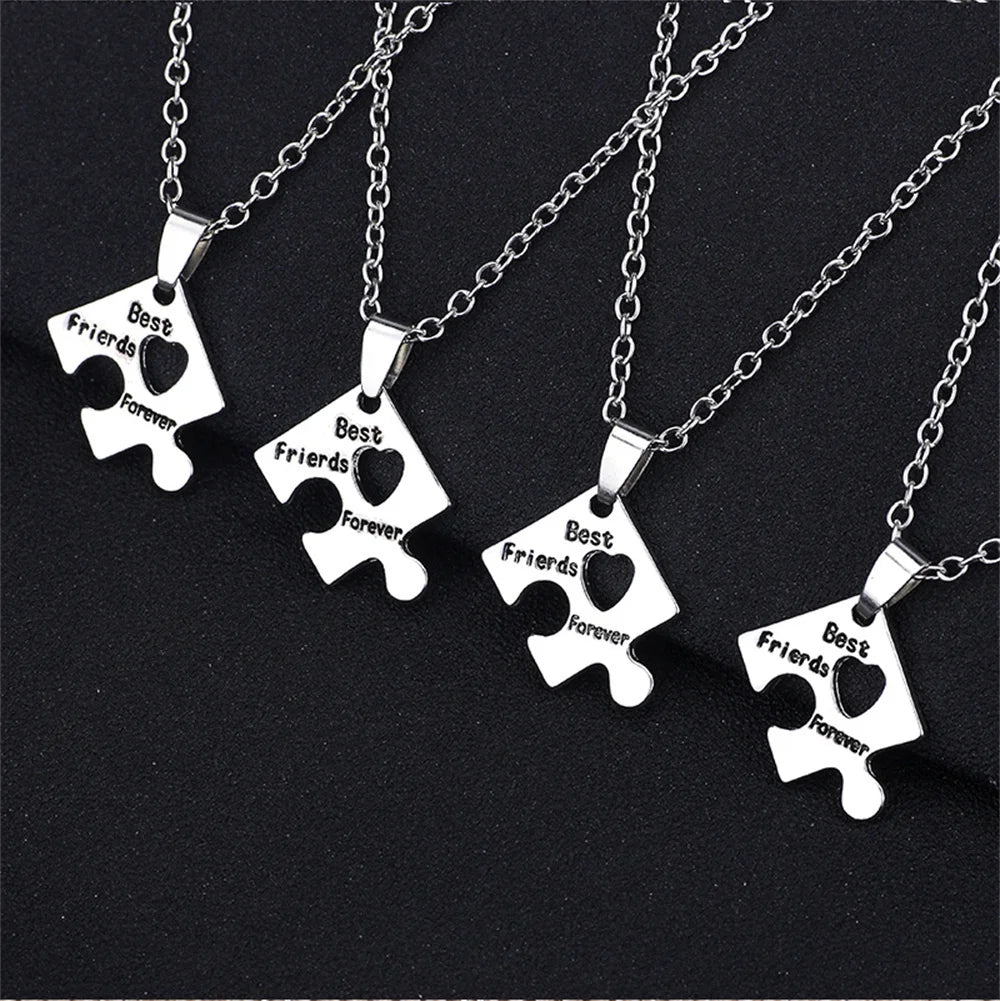 4 Pcs/set Best Friends Puzzle Piece Heart Necklaces
