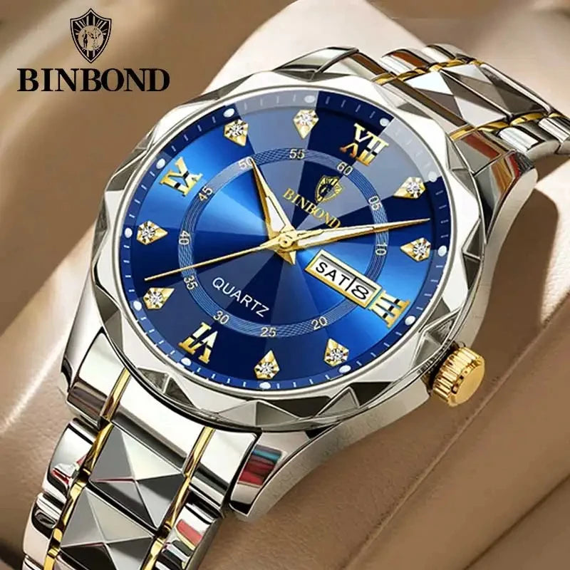 Luxury Quartz Waterproof Men's Watch with Week & Date Displays