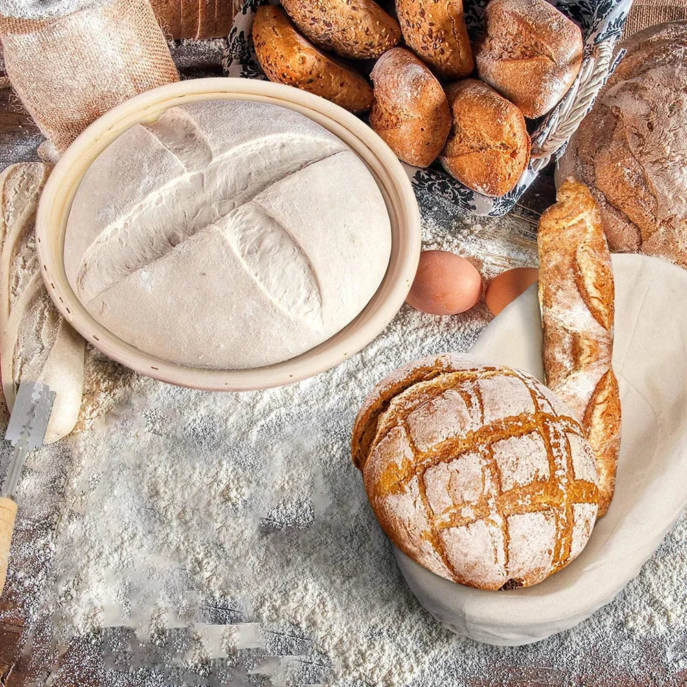 Natural Rattan Banneton Bread Proofing Basket with tool set