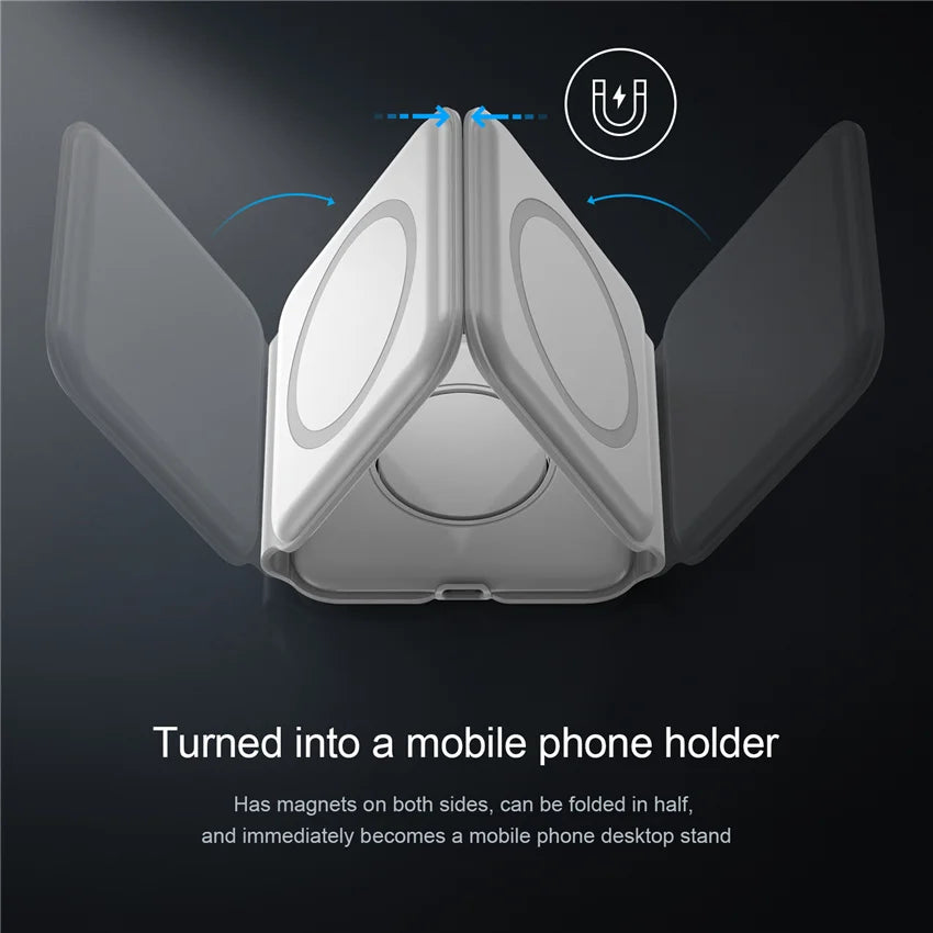 3 in 1 Wireless Fast & Foldable Charging Pad for Traveling- iPhone 15 14 13 12Pro Max, Airpods & iWatch