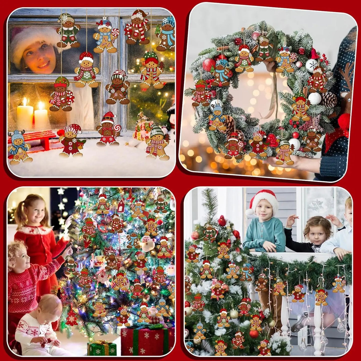 Gingerbread Man set of 12 Wooden Ornaments