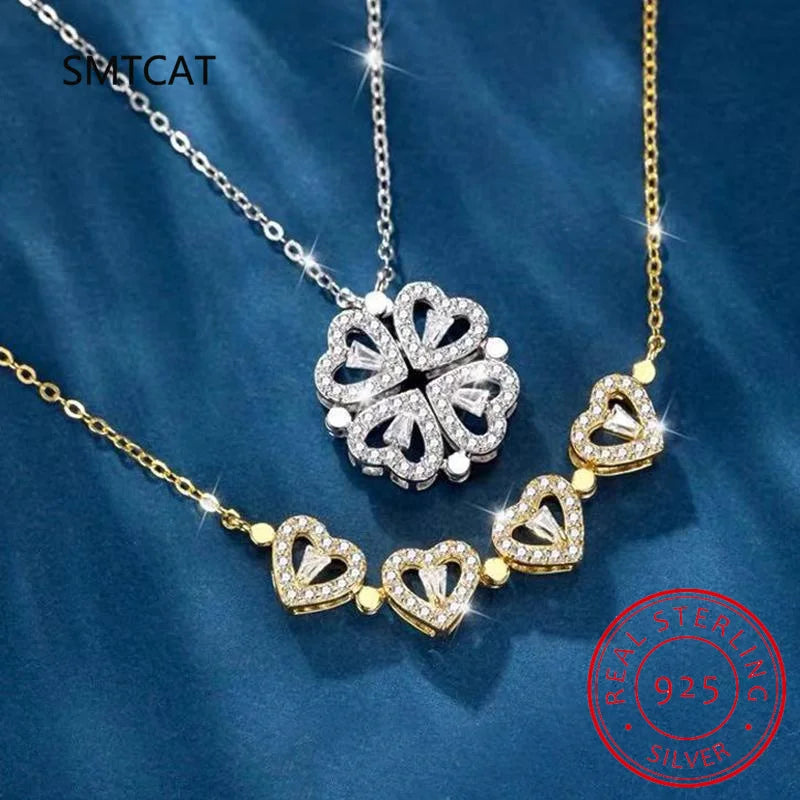 Four-Leaf Clover & Heart- 2 in 1 Necklace
