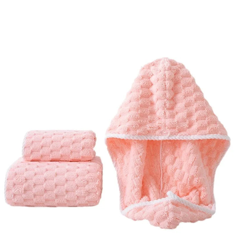 Cloud Grid Coral Velvet Bath Towel