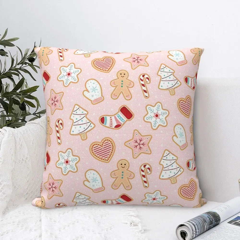 Gingerbread Pillow Cover- Pastel Pink
