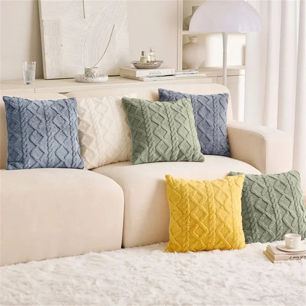 Soft Plush Faux Wool Pillow Cover
