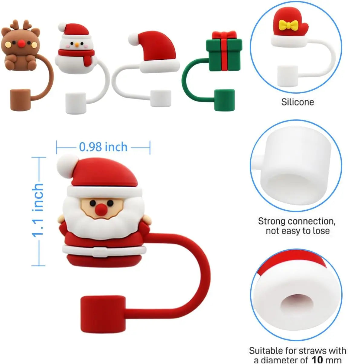 Christmas-themed Straw Cover Caps for Stanley Cups