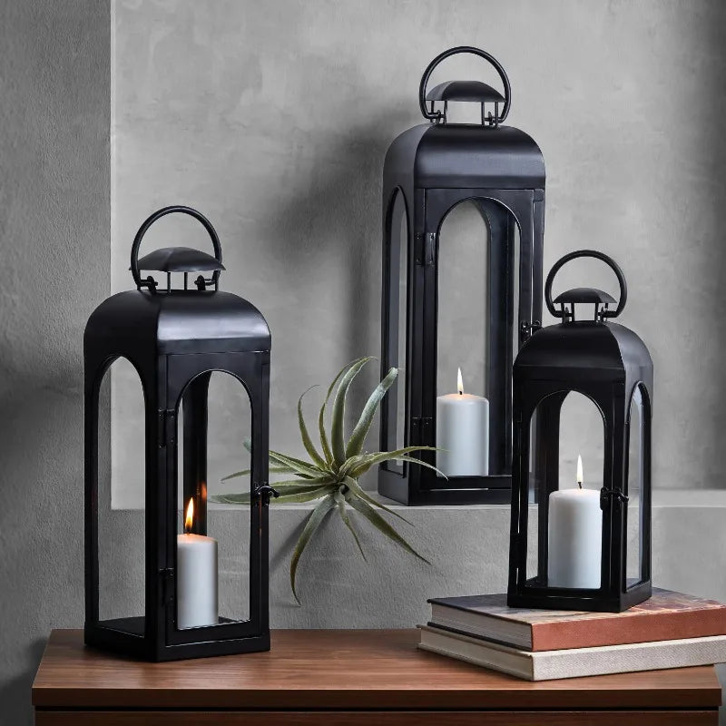 Black Metal Candle Holder Lantern
